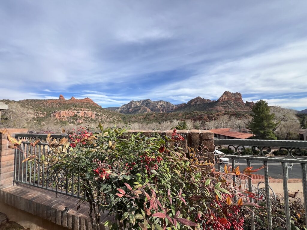Sedona landscape with rock formations and plants