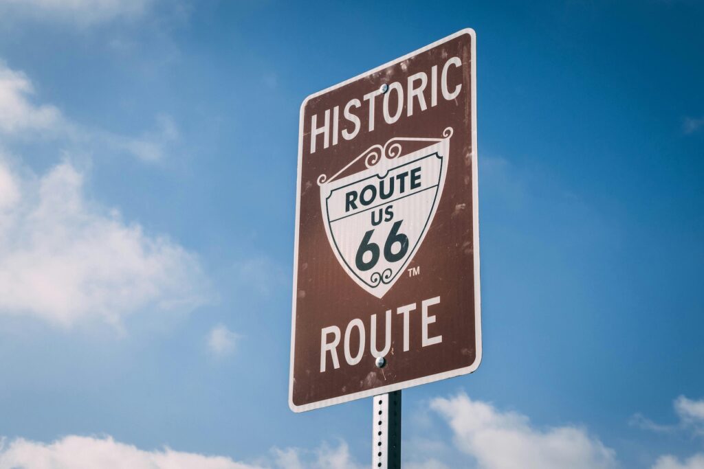 Route 66 historic route sign in Williams, Arizona