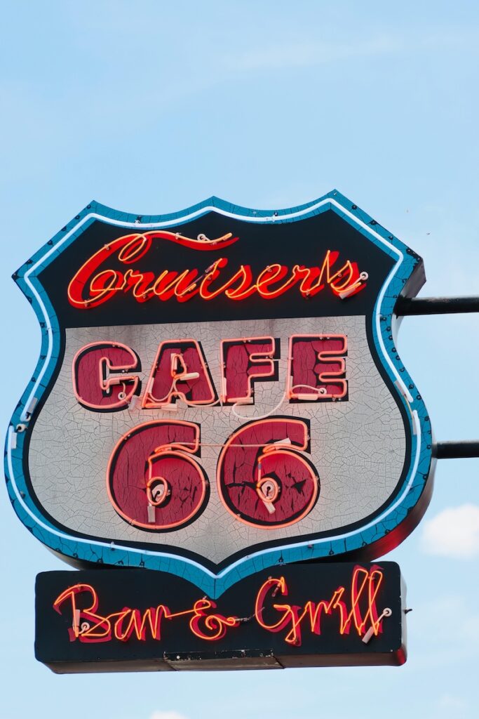 Cruiser's Cafe 66 sign on the historic route 66.